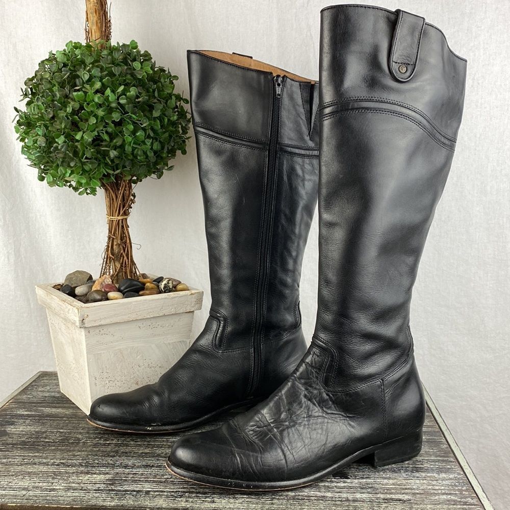 Corso Como Black Leather Zip Up Knee High Boots 8.5